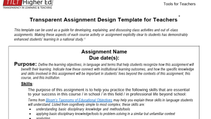 Preview of Transparent Assignment Design template
