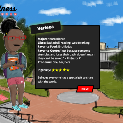 Graphic rendering of educational game