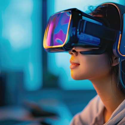 woman with VR headset on